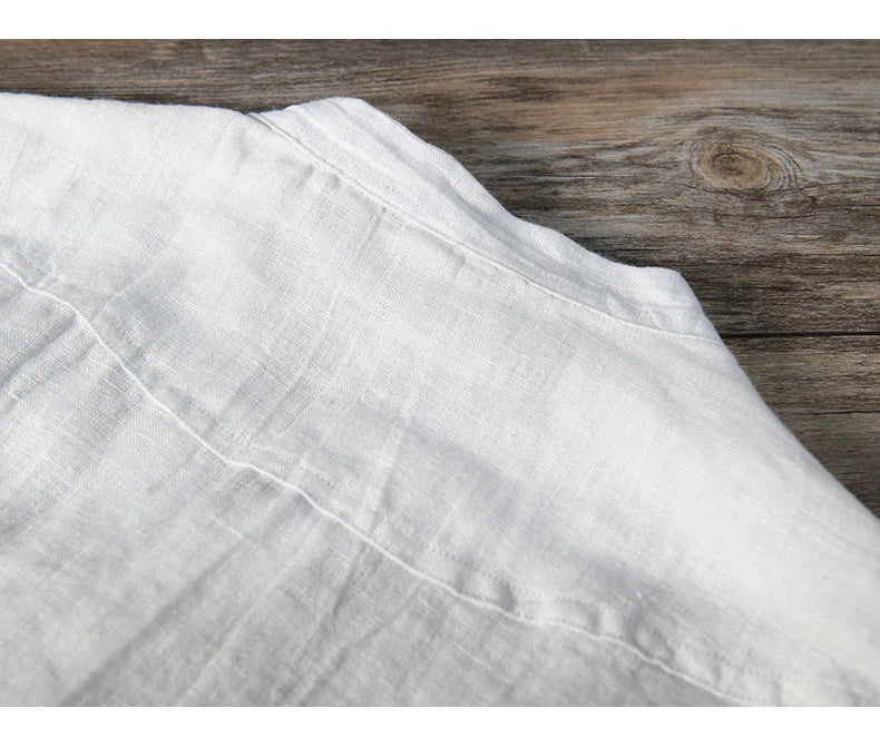 Leinenhemd – mit Knöpfen – leicht – Kurzarmhemd – Herrenhemden