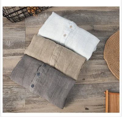 Leinenhemd – mit Knöpfen – leicht – Kurzarmhemd – Herrenhemden