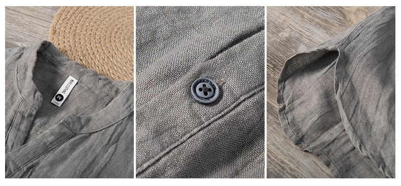 Leinenhemd – mit Knöpfen – leicht – Kurzarmhemd – Herrenhemden