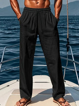 Leinenhose Herren | Weite Passform & Verstellbarer Bund – Schwarz