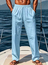 Leinenhose Herren | Weite Passform & Verstellbarer Bund – Hellblau