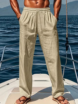 Leinenhose Herren | Weite Passform & Verstellbarer Bund – Khaki