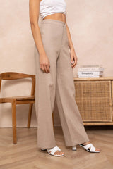 Sommerhose Damen | High-Waist Wide-Leg & Eleganter Gerader Schnitt – Hellbraun