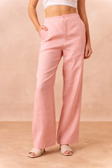Sommerhose Damen | High-Waist Wide-Leg & Eleganter Gerader Schnitt – Rosa
