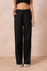 Sommerhose Damen | High-Waist Wide-Leg & Eleganter Gerader Schnitt – Schwarz
