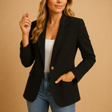 Leocadia | Eleganter Damenblazer Slim Fit Frühling – Schwarz