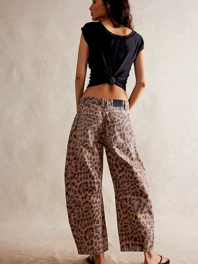 Leoparden Fassjeans für Selbstbewusste Styles