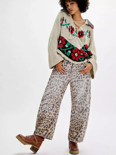 Leoparden Fassjeans für Selbstbewusste Styles