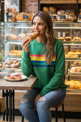 Maya | Farbenfroher Retro-Streifen Sweatshirt Mit Bequemer Passform – Grün