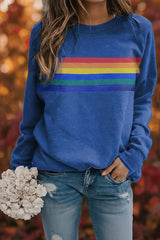 Maya | Farbenfroher Retro-Streifen Sweatshirt Mit Bequemer Passform – Blau