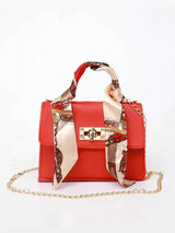 Lima Handtasche Damen | Braune Lederhandtasche mit Goldverschluss – Rot