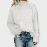 Christina | Eleganter Rollkragenpullover Mit Zeitlosem Zopfmuster – Weiß