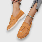 Loafer Damen | Leichter Wildleder-Slipper mit Golddetail & Komfortsohle – Orange