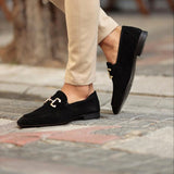 Loafer Herren | Dekorative Schnalle & Eleganter Business-Look – Schwarz