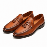 Loafer Herren | Eleganter Tassel-Slipper mit Flechtmuster & Lederbesatz – Braun