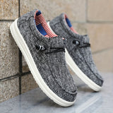 Loafer Herren | Leichte Canvas-Slipper mit elastischer Schnürung – Grau