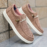 Loafer Herren | Leichte Canvas-Slipper mit elastischer Schnürung – Khaki