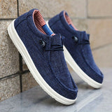Loafer Herren | Leichte Canvas-Slipper mit elastischer Schnürung – Marineblau