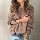 Locker Geschnittener Strickpullover - Charlotta – Khaki