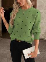 Locker Sitzender Pullover Mit Punktmuster - Sahra – Grün