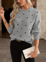 Locker Sitzender Pullover Mit Punktmuster - Sahra – Grau