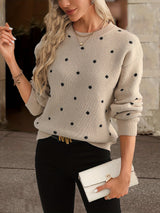 Locker Sitzender Pullover Mit Punktmuster - Sahra – Khaki