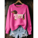 Lotter | Damen Pullover mit Dackel Design – Dunkelrosa