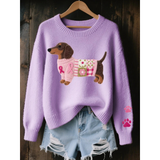 Lotter | Damen Pullover mit Dackel Design – Lila