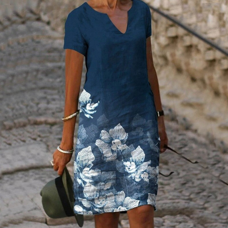 Kurzärmliges Sommerkleid Mit Blumenmuster Für Damen | Mini