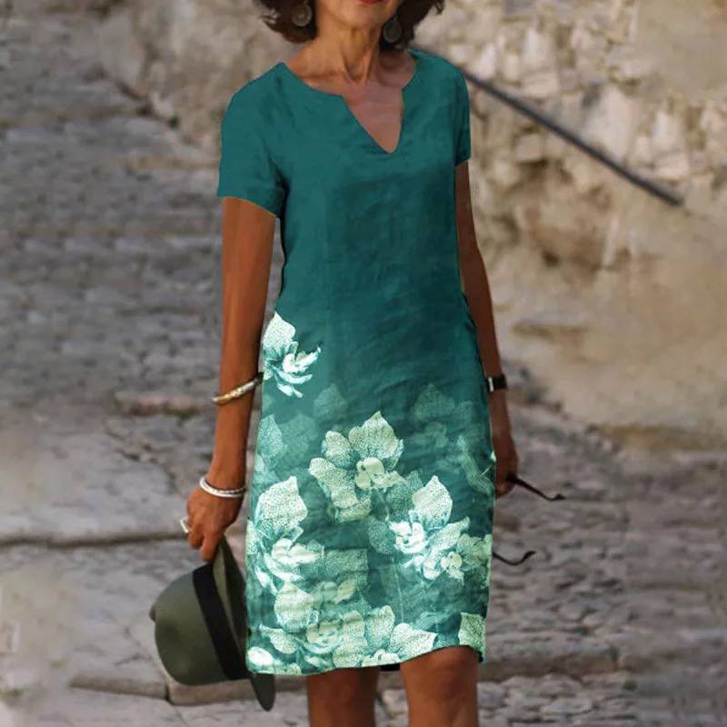 Kurzärmliges Sommerkleid Mit Blumenmuster Für Damen | Mini
