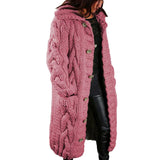 Lozenda - Damen dicke Strickjackenpullover – Rosa
