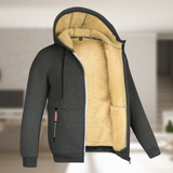 Lozenda - Lässige Herren Fleecejacke mit Kapuze – Dunkelgrau