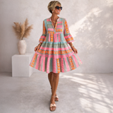 Serenique - Soft-Touch Midikleid – Grün Pink