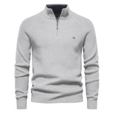 Dominic | Herren Frühling Halbzip Strickpullover – Hellgrau