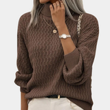 Hanna | Damen Zopfmuster Rollkragenpullover – Kaffee