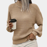 Hanna | Damen Zopfmuster Rollkragenpullover – Apricot