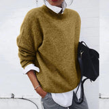 Isabella | Damen Lässiger Locker geschnittener Pullover – Khaki