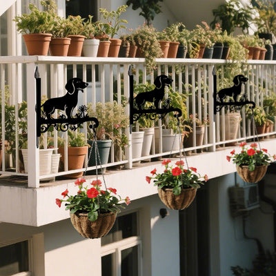 Dachshund Metall Hängender Pflanzentopfständer