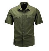 Klaus | Herren Frühlings Utility-Taschenhemd – Armeegrün