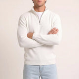 Beadlow - Weicher Half-Zip-Pullover – Weiß