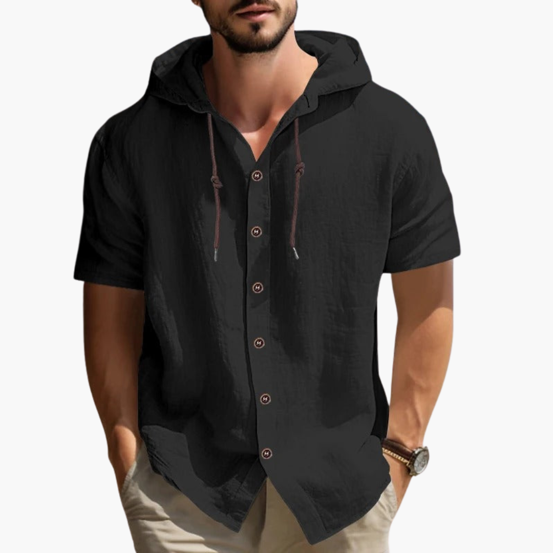 Bequemes Sportliches Herren Kapuzenhemd Kurzarm