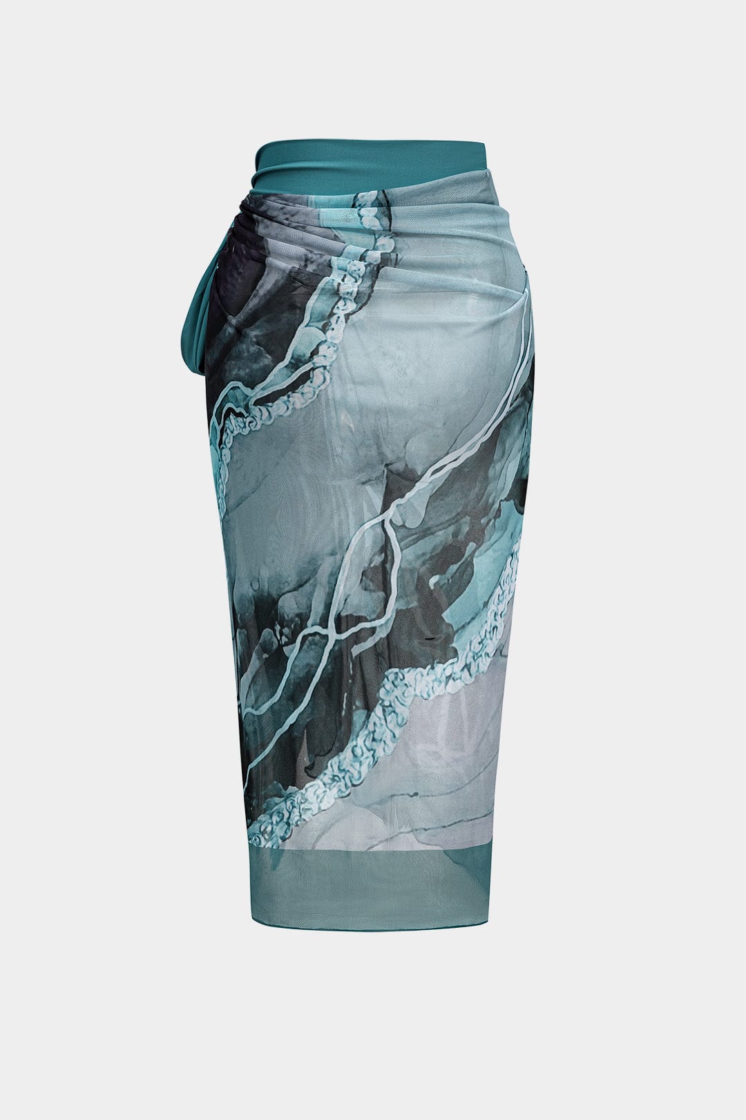 Angela | Zweiteiliges Badeanzug-Set mit abstraktem Print, Schleifen-Trägern und Pareo