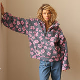 Daisy | Damen Winter Kuscheliger Floral Fleece-Pullover – Rosa