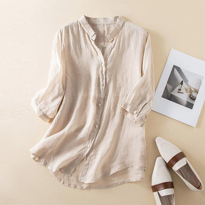 Rosario® | Lässige Button-Down-Baumwollbluse mit 3/4-Ärmeln