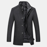 Mantel Herren | Eleganter Stehkragen | Gepolsterte Wärme für kalte Tage – Grau