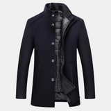 Mantel Herren | Eleganter Stehkragen | Gepolsterte Wärme für kalte Tage – Blau