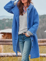 Mantel Damen Oversized mit Kapuze – Blau