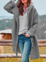 Mantel Damen Oversized mit Kapuze – Grau