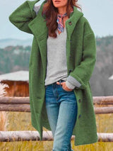Mantel Damen Oversized mit Kapuze – Grün