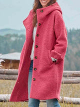 Mantel Damen Oversized mit Kapuze – Rosa